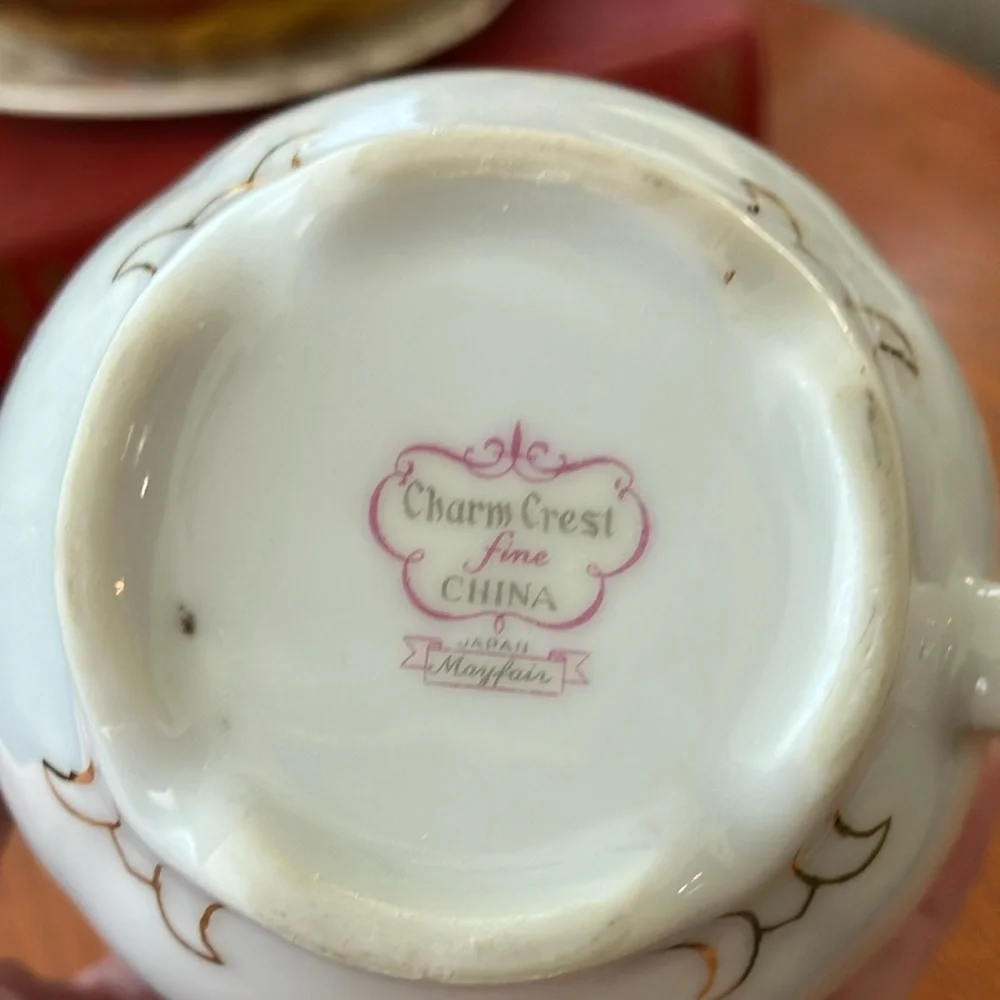 Vintage Charm Crest Mayfair Creamer Floral Gold trim Footed Porcelain Japan